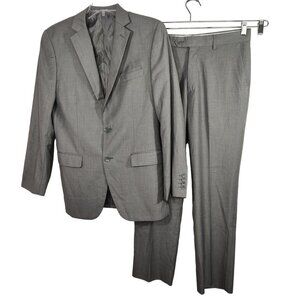 Carlo Lusso 150 Grey Suit Jacket Pants Size 38L 38 x 32 High Twist Super Deluxe